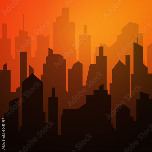 Daytime cityscape. night city skyline landscape  town buildings urban cityscape town sky. Architecture silhouette vector background