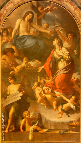 CATANIA, ITALY - APRIL 7, 2018: The coronation of St. Agatha  in church  Chiesa di San Domenico by Marcello Leopardi (1793). photo