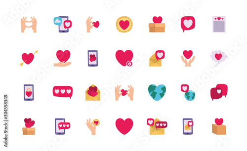 Isolated love icon set vector design