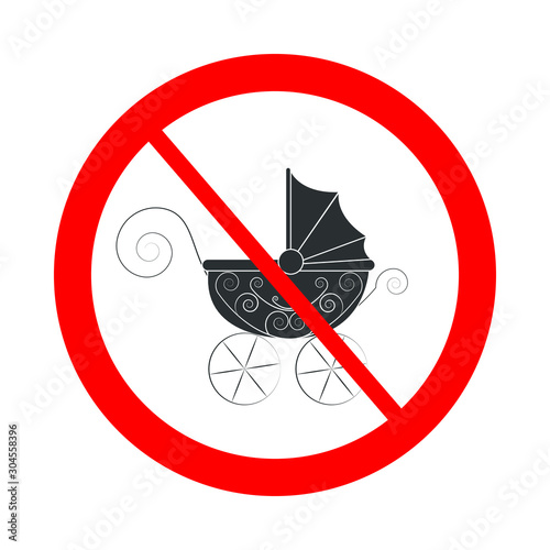 Vector not allowed sign on white background with red circle.  Illustration can use in cafe, restaurant. 