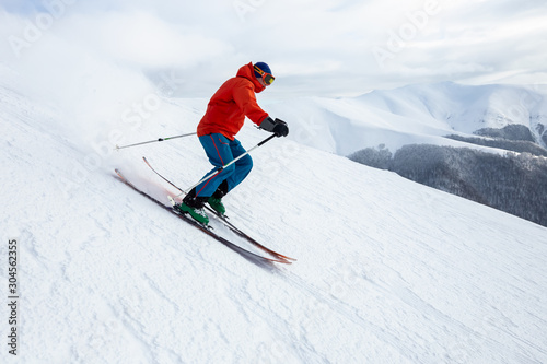 A skier is riding off piste.