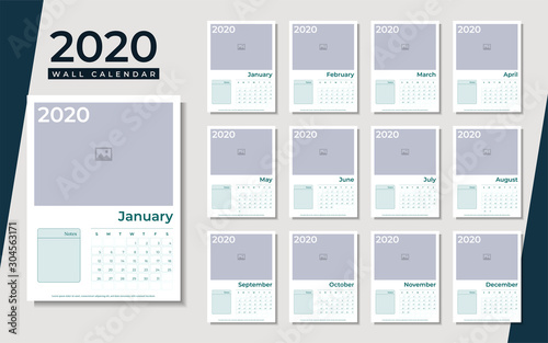 2020 simple and modern wall calendar