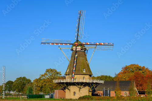 Traditional Dutch wind mill in Oerle, North-Brabant, Netherlands