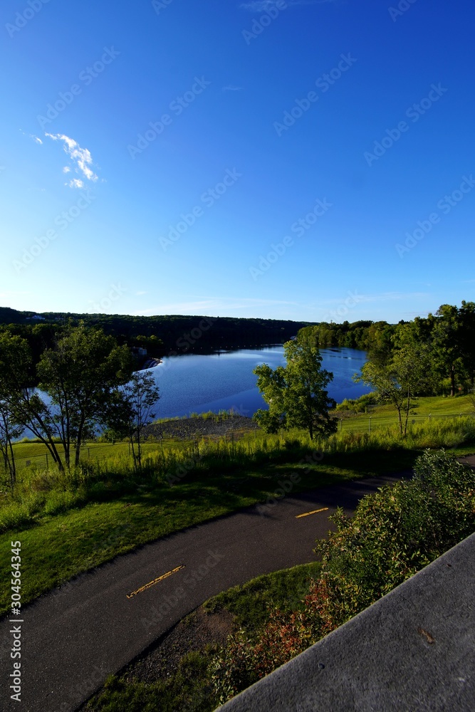 landscape with river and blue sky