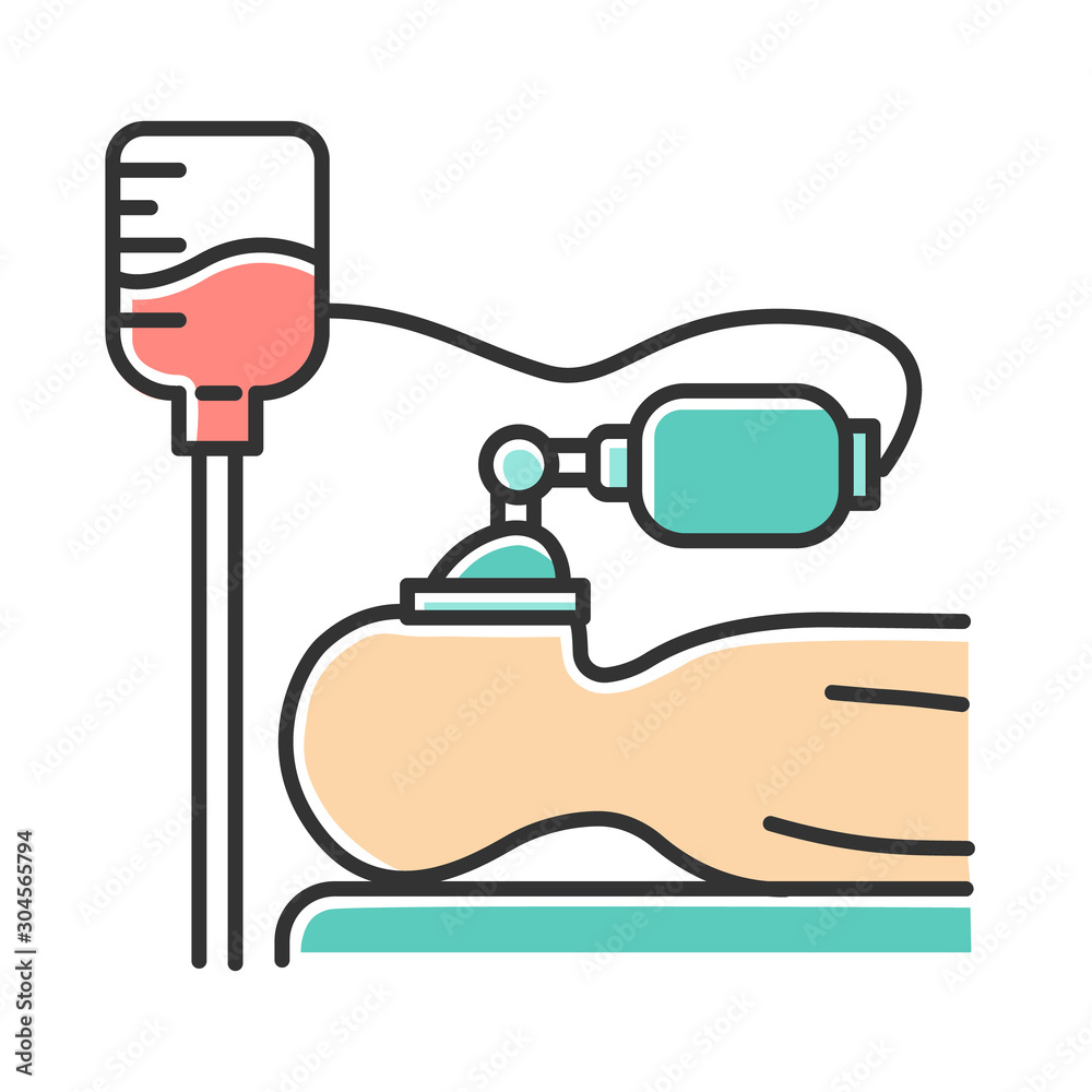 Anesthesia color icon. Medical procedure. Apnea stage. Liquid induction