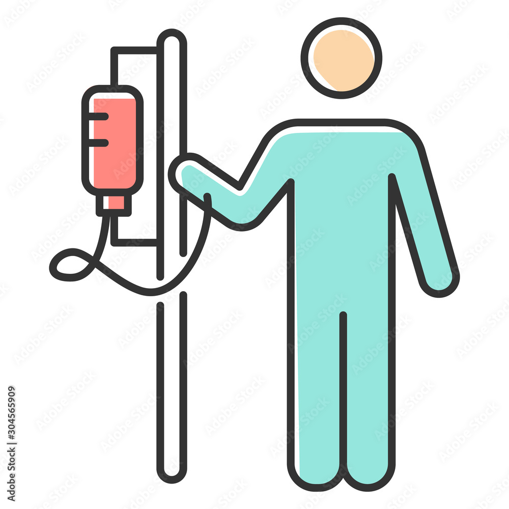 Dropper color icon. Medical procedure. Healthcare services. Patient with  drip. Hospitalization. Infusion. Professional clinical treatment.  Postsurgical care. Recovery. Isolated vector illustration Векторный объект  Stock | Adobe Stock