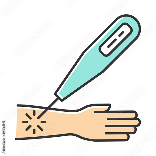 Laser therapy color icon. Medical surgical procedure. Professional clinical treatment. Healthcare services. Cure disease, illness aid. Injury therapy. Destroy tumor. Isolated vector illustration