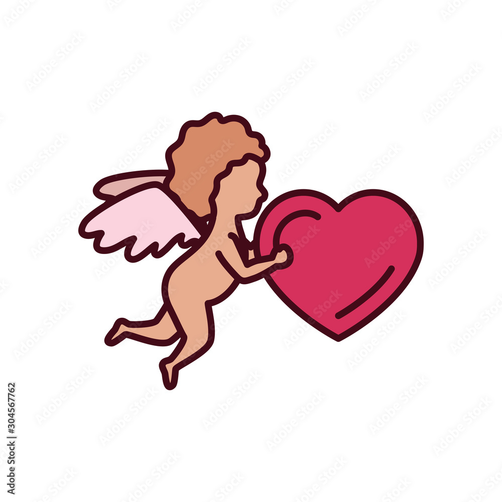 Isolated heart and cupid icon fill vector design Isolated heart and cupid icon fill vector design