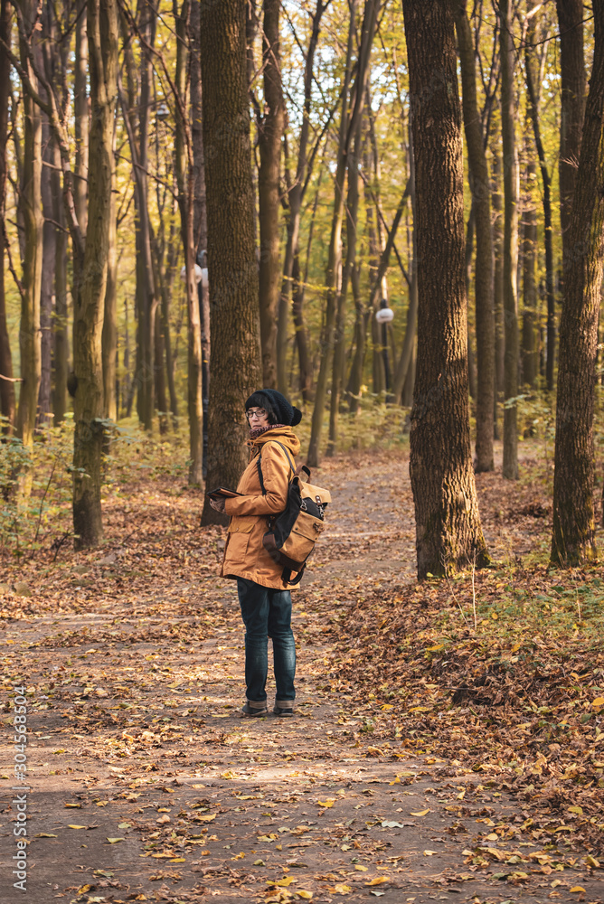 Hipster girl in a park Hipster girl in a park