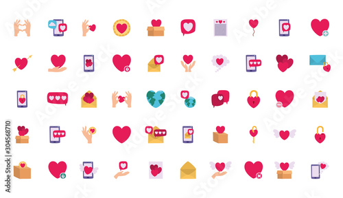 Isolated love icon set vector design