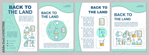 Back to the land brochure template. Flyer, booklet, leaflet print, cover design with linear illustrations. Manufacturing. Vector page layouts for magazines, annual reports, advertising posters