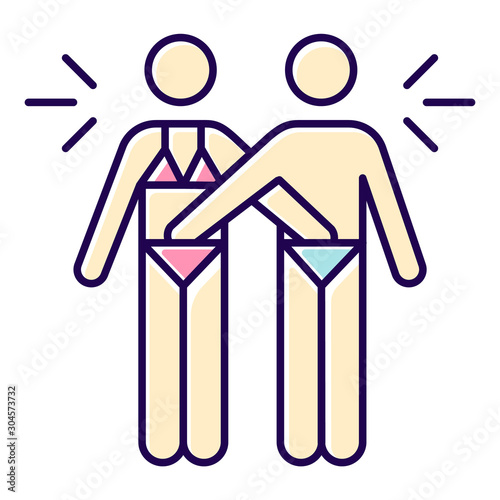 Mutual masturbation color icon. Couple sexual acitvity. Man and woman, girlfriend and boyfriend. Erotic play with lover. Intimate relationship with partner. Safe sex. Isolated vector illustration