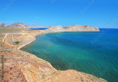 Fototapeta Naklejka Na Ścianę i Meble -  mull Khameleon and Black Sea scenery in Crimea