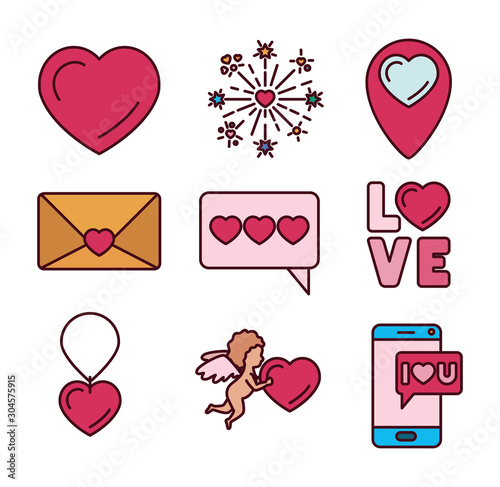 Isolated love icon set fill vector design