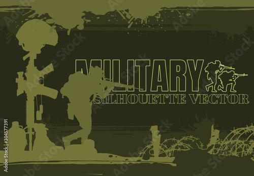 Military vector illustration, Army background, soldiers silhouettes.	