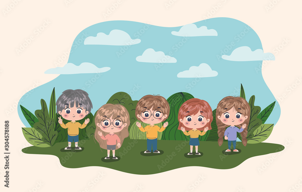 Obraz premium Girls and boys cartoons vector design