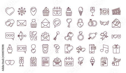 Isolated love icon set line vector design