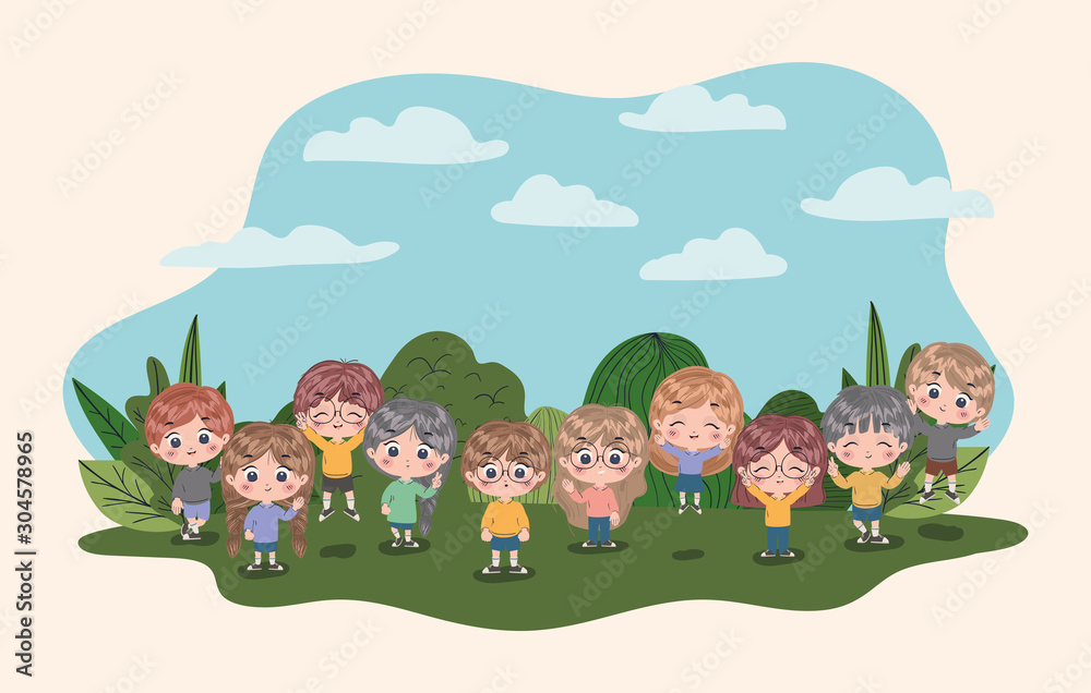 Obraz premium Girls and boys cartoons vector design