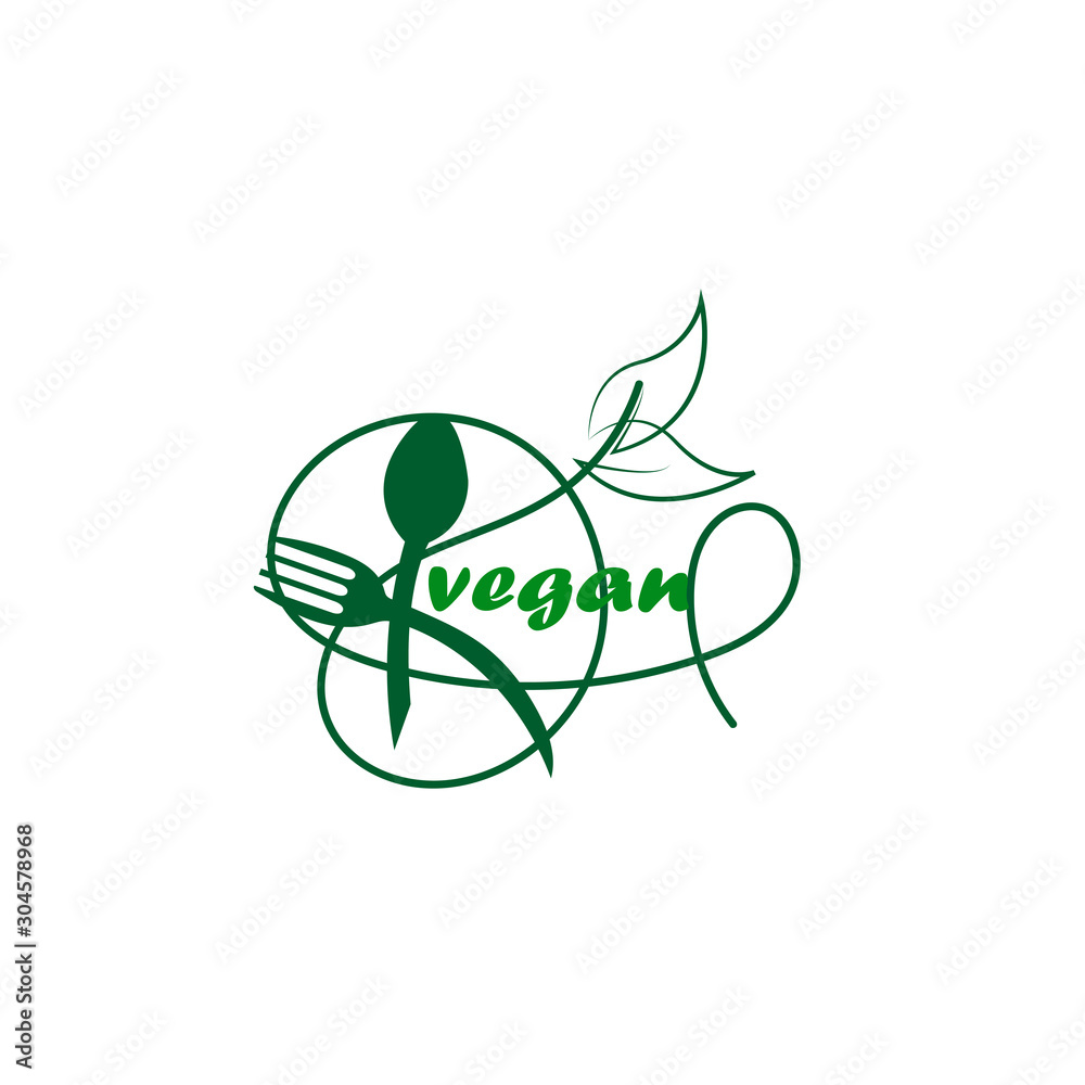 Concept green vegan diet logo with leaf icon Concept green vegan diet logo with leaf icon