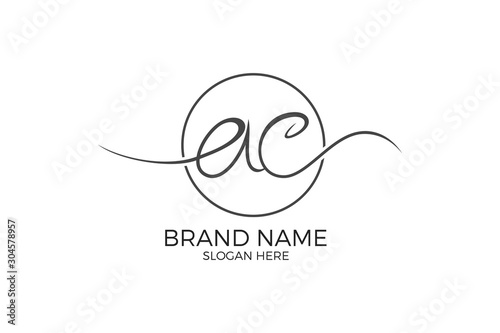 Simple Elegant Initial Letter Type AC Logo Sign Symbol Icon, Letter AC hand drawing logo