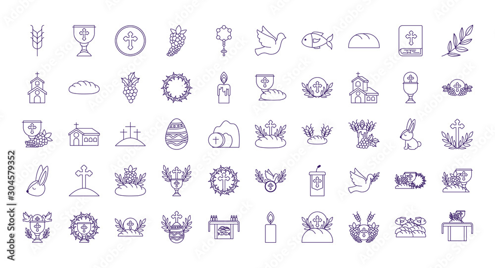 Isolated religion icon set line vector design