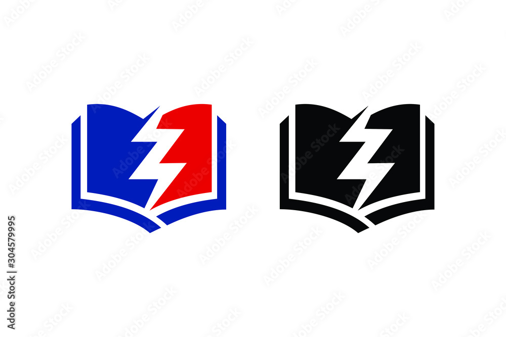 flash concept on book for electric logo template or power icon ready to use