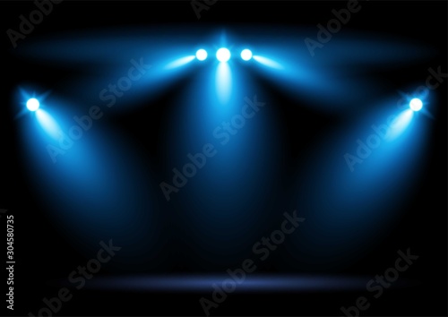 Bright blue stadium arena lighting spotlight Graphic element vector illustration