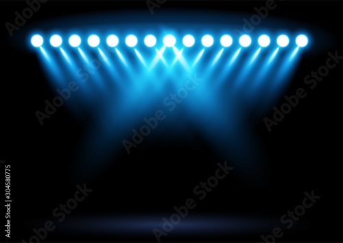 Bright blue stadium arena lighting spotlight Graphic element vector illustration