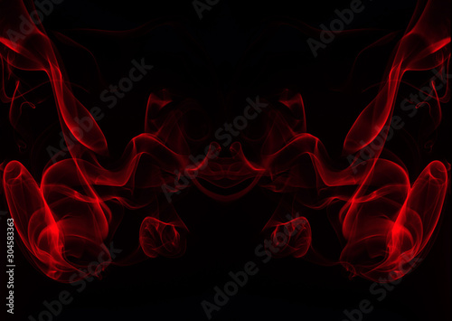 art of red smoke abstract on black background  fire design