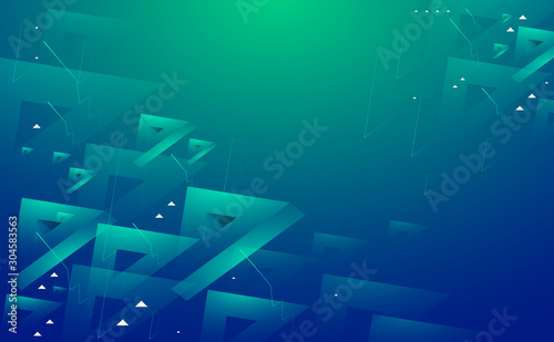 abstract blue and green background with texture triangles shapes in fun geometric pattern, in modern design