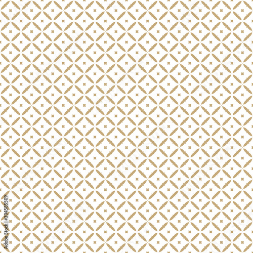 Golden abstract geometric seamless pattern. Vector gold and white grid ornament