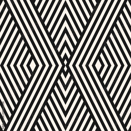 Vector geometric lines seamless pattern. Black and white texture with stripes