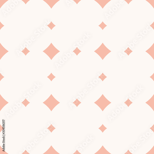 Subtle pink vector seamless pattern with diamond shapes, rhombuses, squares