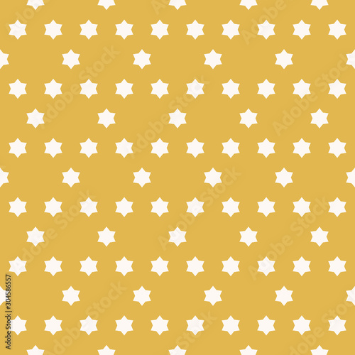 Vector geometric minimalist seamless pattern with stars. Yellow and white color
