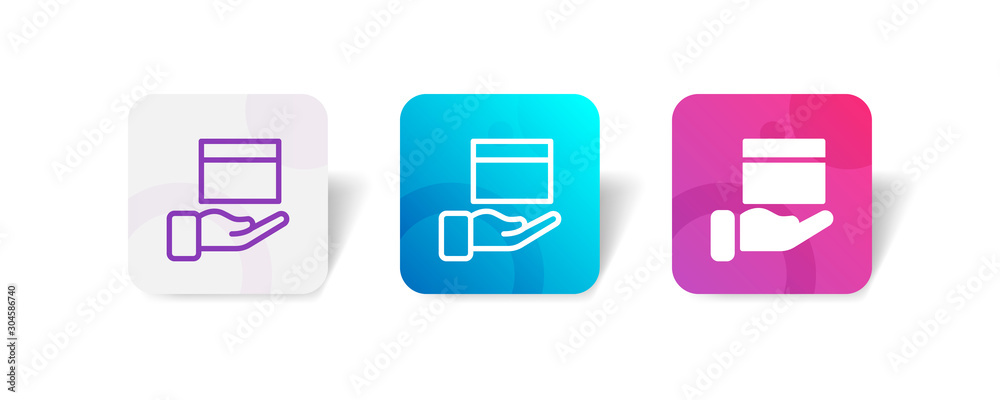 receiving box package outline and solid icon in smooth gradient background button receiving box package outline and solid icon in smooth gradient background button