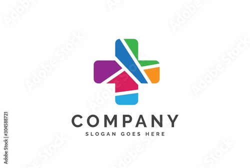 Cross health medical logo vector template