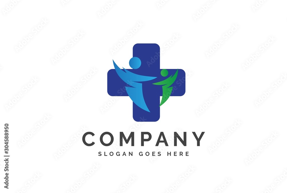 Cross health medical logo vector template