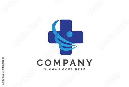 Cross health medical logo vector template