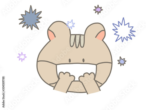 マスクをつけたリスちゃん