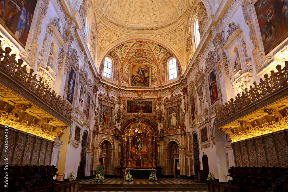 Interior of the Carthusian monastery church of the Assumption of Our Lady (Monasterio de la Cartuja) , Granada, Spain.