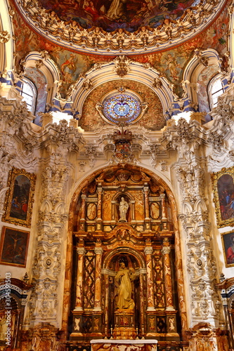 Interior of the Carthusian monastery church of the Assumption of Our Lady (Monasterio de la Cartuja) , Granada, Spain.