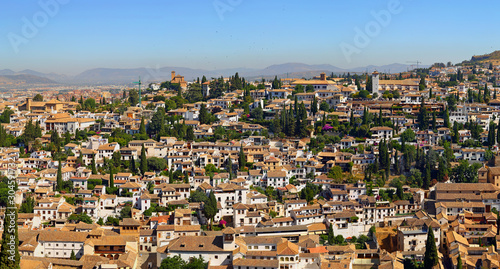 view of historic section of Granada, Andalusia, Spain, viewed from hill of Alhambra © leochen66