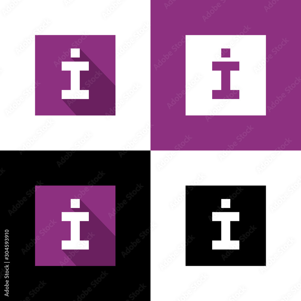 Letter i logo design, square shape ico, flat style illustration Letter i logo design, square shape ico, flat style illustration
