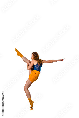 Hip hop style dancer performing jump