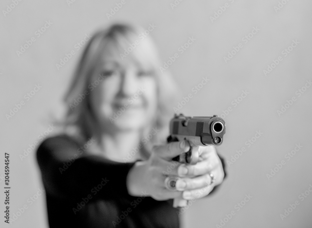 Woman loves to shoot her big gun Woman loves to shoot her big gun