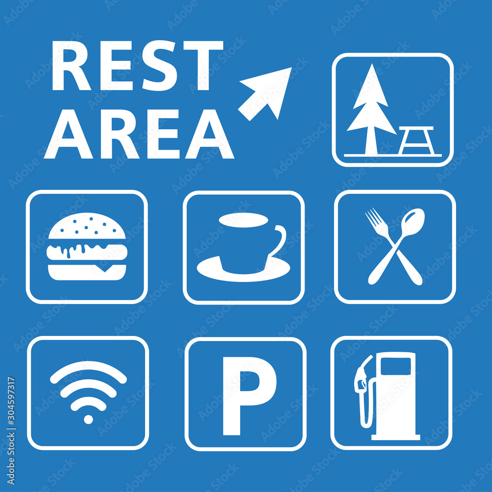 Rest Area Sign Vector Illustration Set Of Symbols For Urban Areas Rest Area Sign Vector Illustration Set Of Symbols For Urban Areas