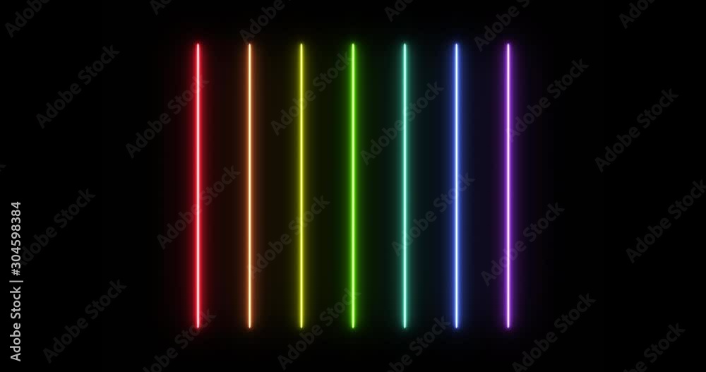 Glowing and flickering vertical neon tubes on tansparent background Glowing and flickering vertical neon tubes on tansparent background