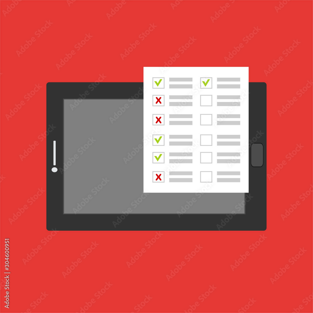 monitor display showing quiz exam paper sheet document, voting on internet, web learning. easy to use and highly customizable. Modern vector illustration concept, isolated on colored background. monitor display showing quiz exam paper sheet document, voting on internet, web learning. easy to use and highly customizable. Modern vector illustration concept, isolated on colored background.