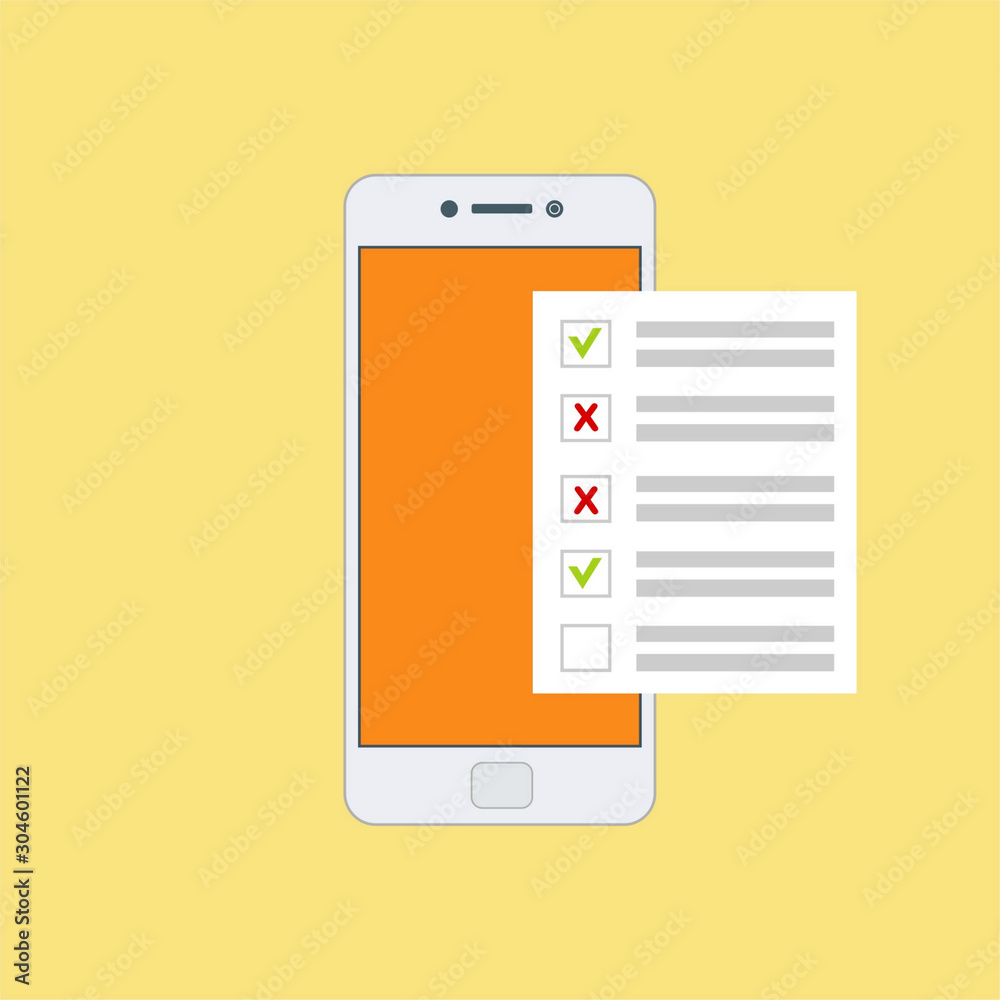 customer service survey form on screen mobile easy to use and highly customizable. Modern vector illustration concept, isolated on colored background. customer service survey form on screen mobile easy to use and highly customizable. Modern vector illustration concept, isolated on colored background.