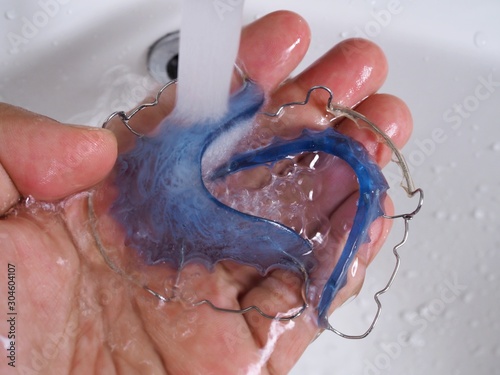cleansing of equipment dental braces or retainer for teeth